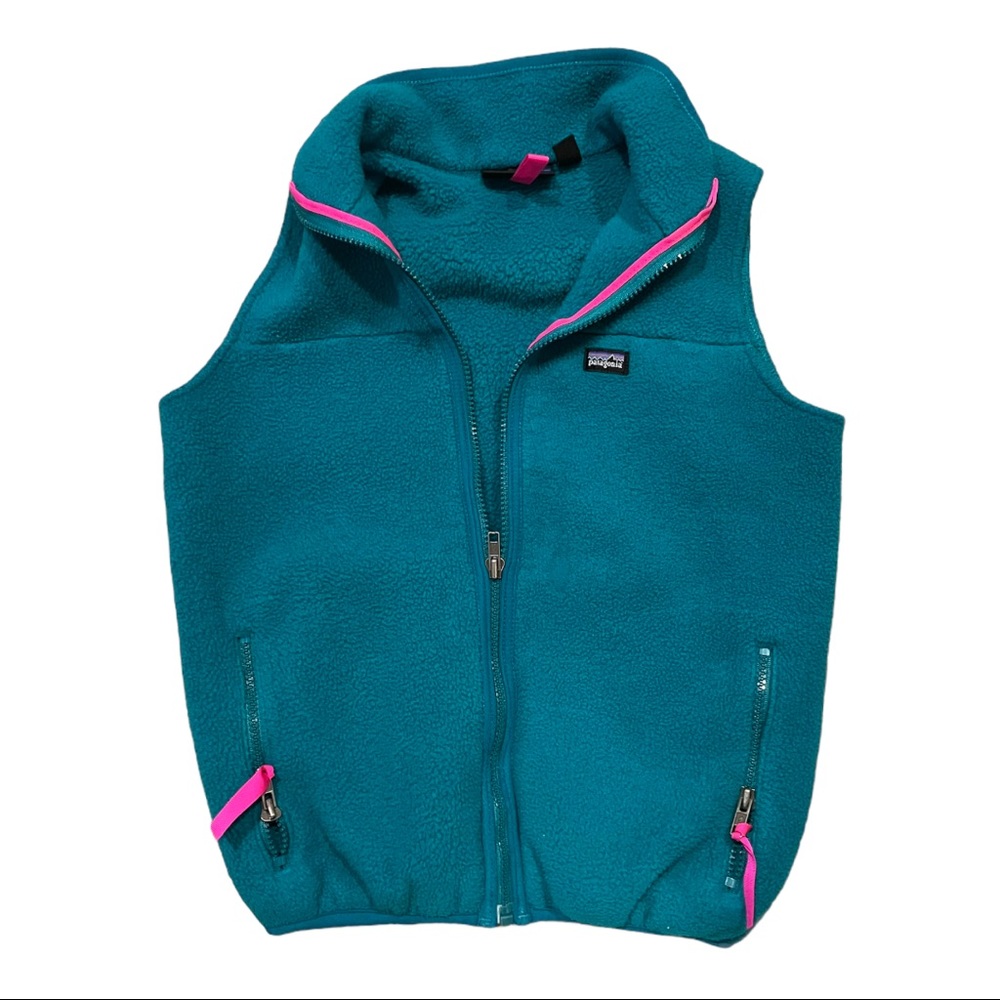 Patagonia teal fleece vest size 14